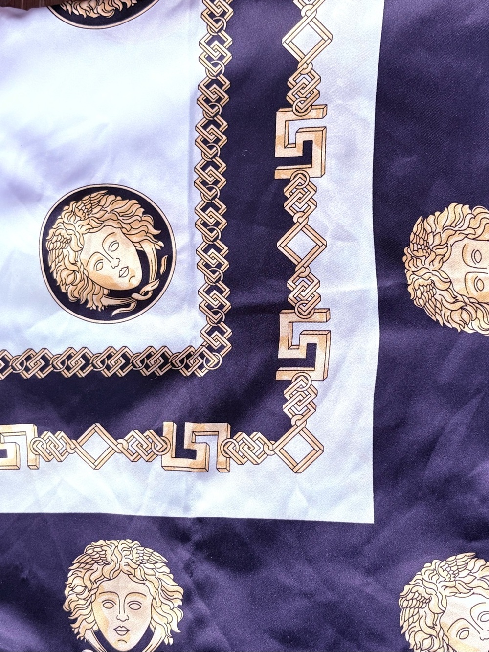Medusa head print  scarf, inspired by the iconic Baroque motifs by Versace